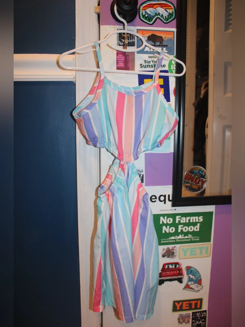 Striped Cutout Sundress in Pastel Blue and Pink Kids size 5/6